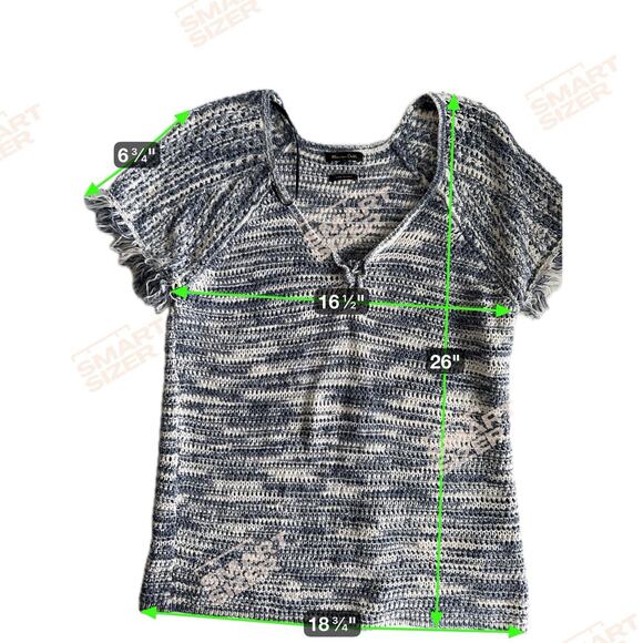 Massimo Dutti NWT Womens Fringe Crochet Boho Blue Coastal Top Size Medium - Picture 6 of 8